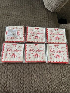 That’s Amore Party Napkins Red White Scalloped 20 Count Lot of 6 Packs